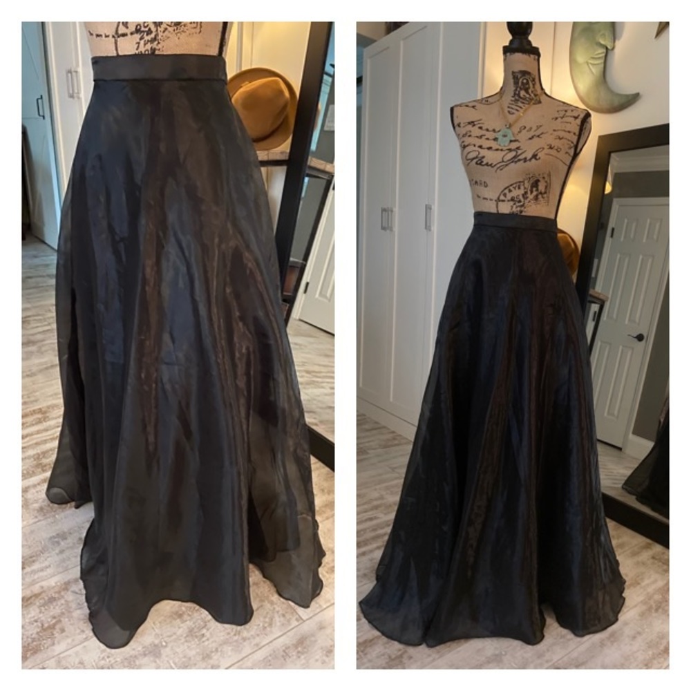 Black Organza, A line full length black skirt.